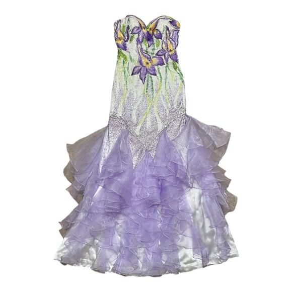 Cassandra Stone Sz 2 Prom Pageant HOCO Long Mermaid Purple Fitted Dress Sequin - Picture 7 of 12